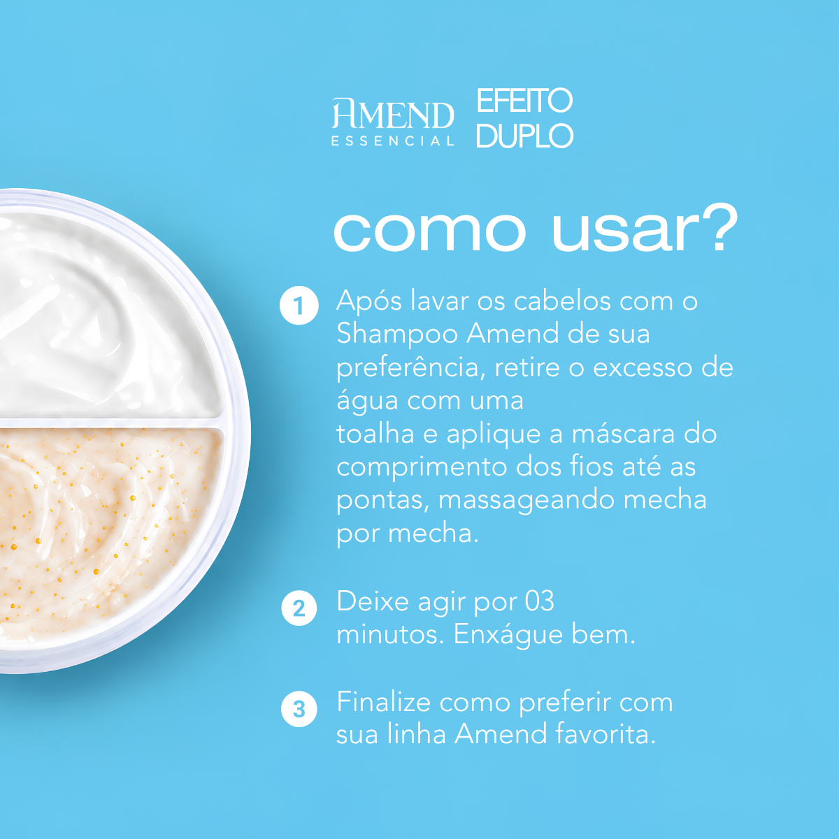 M&aacute;scara Duo Hidrata&ccedil;&atilde;o e Repara&ccedil;&atilde;o Amend Essencial Efeito Duplo image number 1